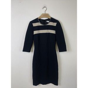 Boss Hugo Boss Color Block Cream Black Sheath Dress Size 2
